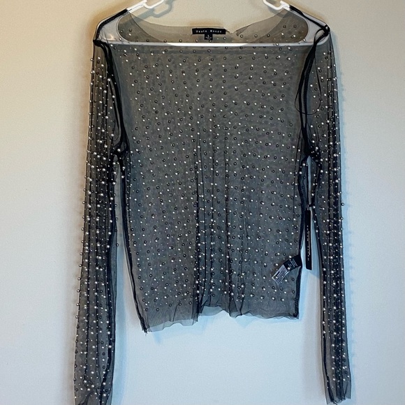 Haute Monde Black Beaded Sheer Blouse - Picture 7 of 9